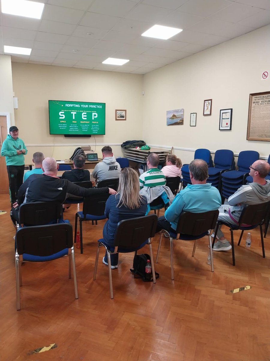 Some of our coaches doing the new Me and My ball education course with Ray Claffey tonight. Well done to all and thanks to Ray for a great course. #Alwaysimproving