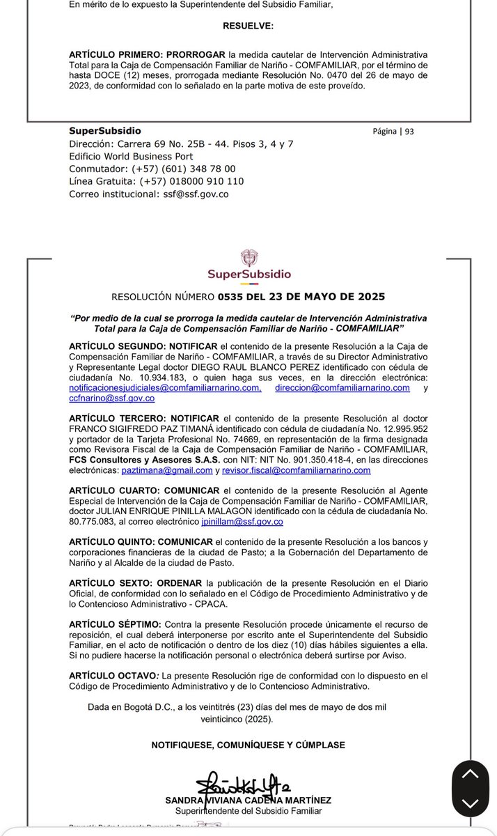 ff_abogados's tweet photo. #COMFAMILIAR #NARIÑO
Muy grave: Se prorroga por un año más la medida cautelar de intervención administrativa a la Caja de Compensación Familiar de Nariño. Pasado OTRO año, no se han superado las razones que llevaron a la intervención.
¿A quién le conviene la intervención?
Los leo 🤓
Consulte la resolución 535 de 2025 en el siguiente enlace 👉🏻
https://t.co/xkRDyIpOOC