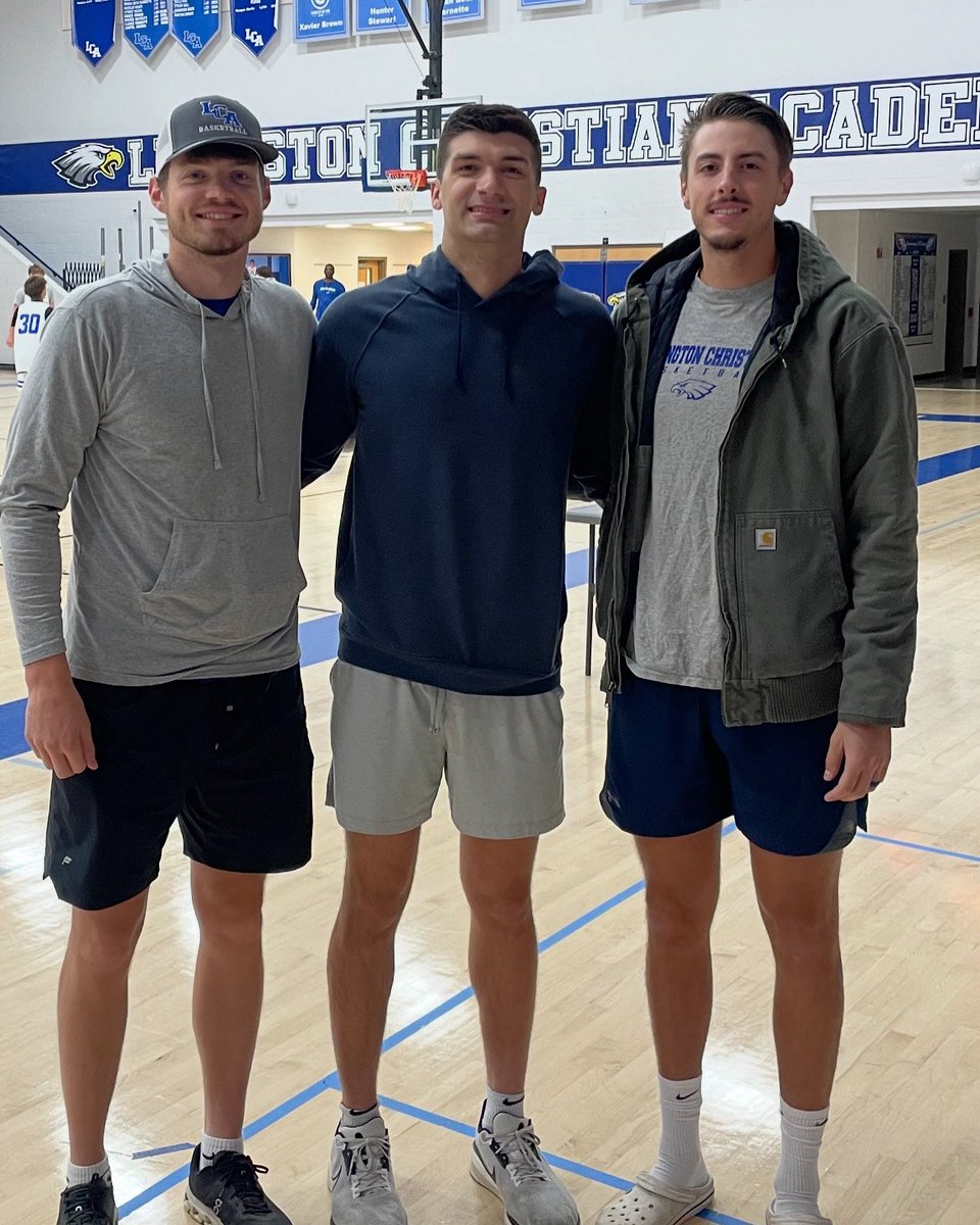 Great to have three of the very best to do it at LCA come back to join us at camp!! <a href="/KyleRode/">Kyle Rode</a>, Carter Hendrickson and Austin Hall!  It’s rare to have three, 1000 point scorers on one team, so thank you guys for showing <a href="/LCABball/">LexChristianBasketball</a> your ways guys!!!