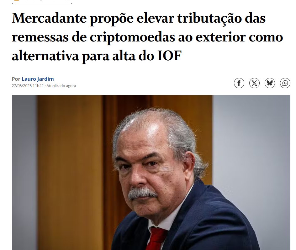 livecoinsBR's tweet image. 🚨Mercadante propõe taxar remessas de criptomoedas ao exterior para compensar aumento do IOF.

 Ideia ainda não tem percentual definido. &quot;Quem não gostou das medidas, que proponha alternativas&quot;, disse. - @laurojardim