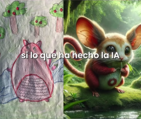 Movistar España colaborando en la destrucción de las capacidades artísticas de las infancias. En lugar de fomentar el desarrollo artístico de los más peques, les enseñan a promptear y meter sus dibujos en un motor de IA generativa para desmotivarlos desde temprana edad ⚠️🤨