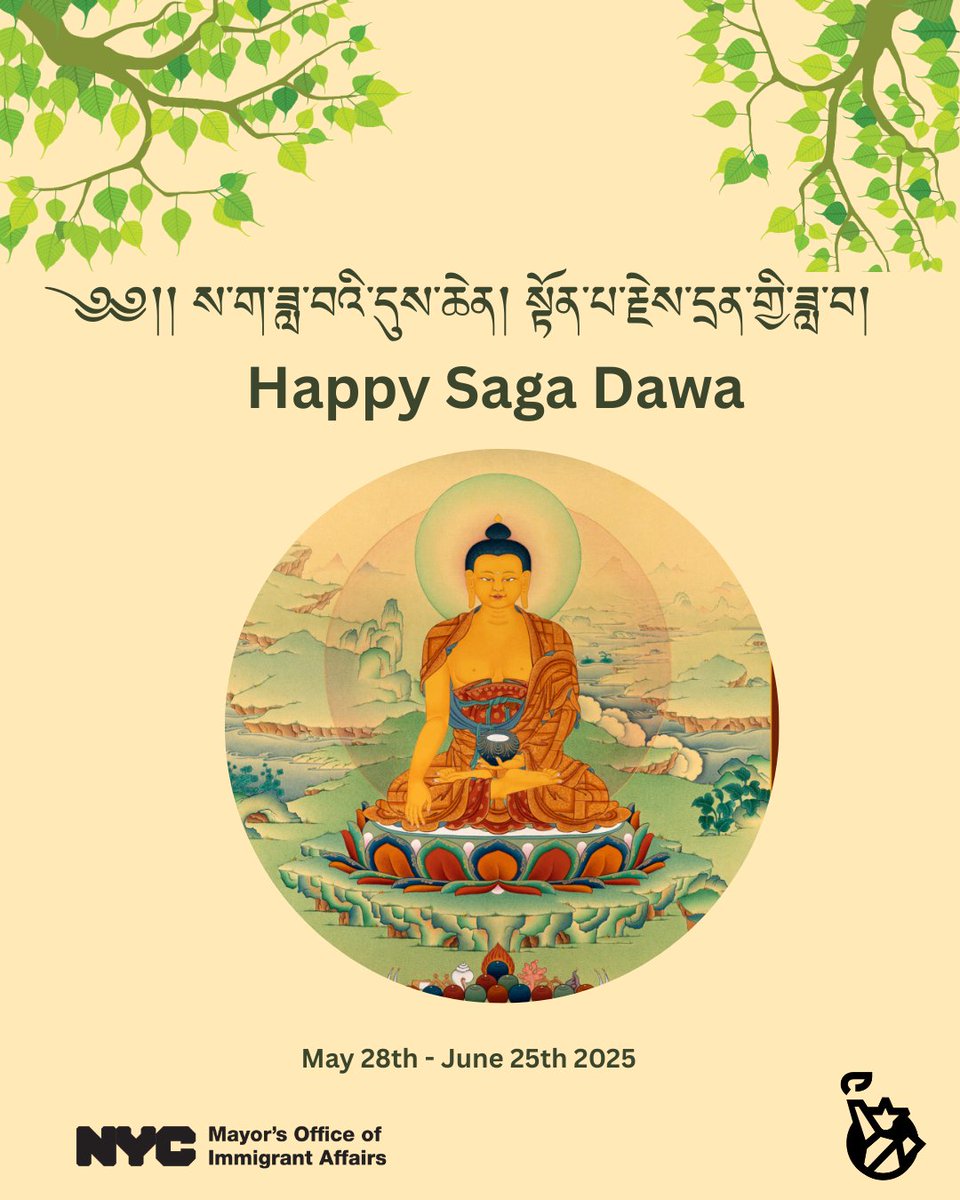 Tomorrow, MOIA continues to celebrate🪷Saga Dawa Month, an important time for Buddhist New Yorkers. This time honors the major events of Shakyamuni Buddha: birth, nirvana, &amp; death. Wishing all those who celebrate a successful time of practicing generosity, virtue, and compassion.