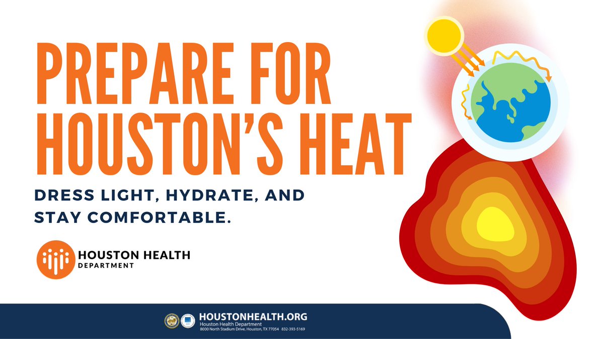 🔥 H-Town heat is no joke! Stay cool, stay hydrated, and stay safe out there. Visit houstonhealth.org for more info. 💧☀️