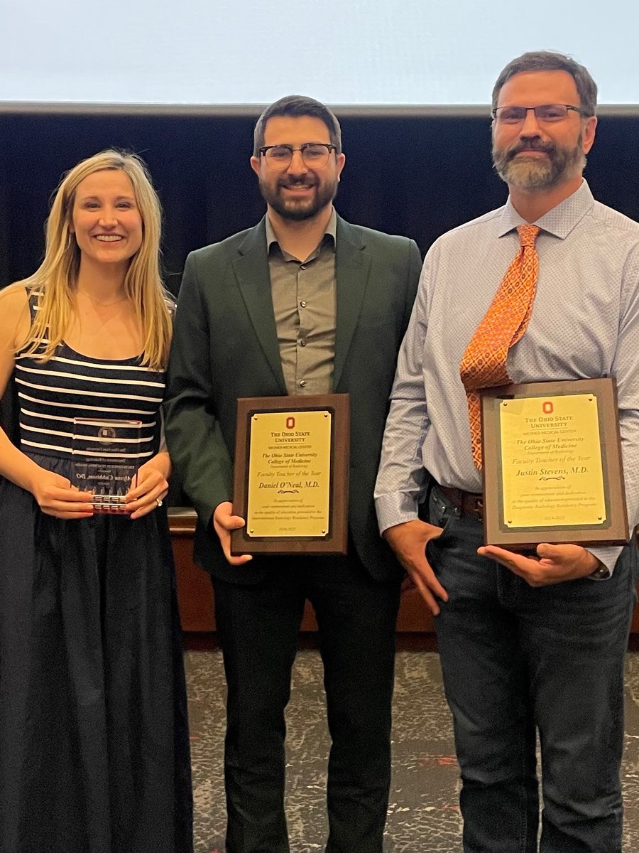 OSURadiology's tweet image. Congratulations to Dr. Alyssa Cubbison, Dr. Daniel O&apos;Neal, and Dr. Justin Stevens on their well-deserved faculty awards! Grateful for amazing faculty like you all!
#OSURadiology #OSUWMC #BuckeyePride
