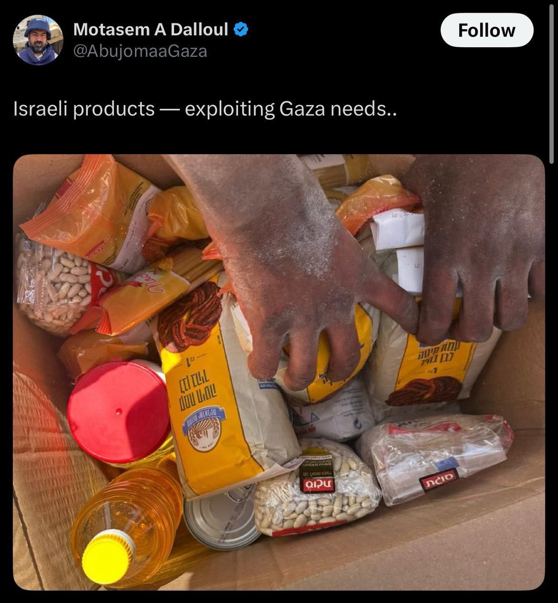 lelemSLP's tweet image. My heart is breaking for Gaza today.
Israel is DELIBERATELY distributing FREE FOOD to Gazans.
They don't get it directly to their homes, they have to WALK for it.
As if it's not enough... It is ISRAELI FOOD!!! 

This is the most horrific GENOCIDE that ever happened.