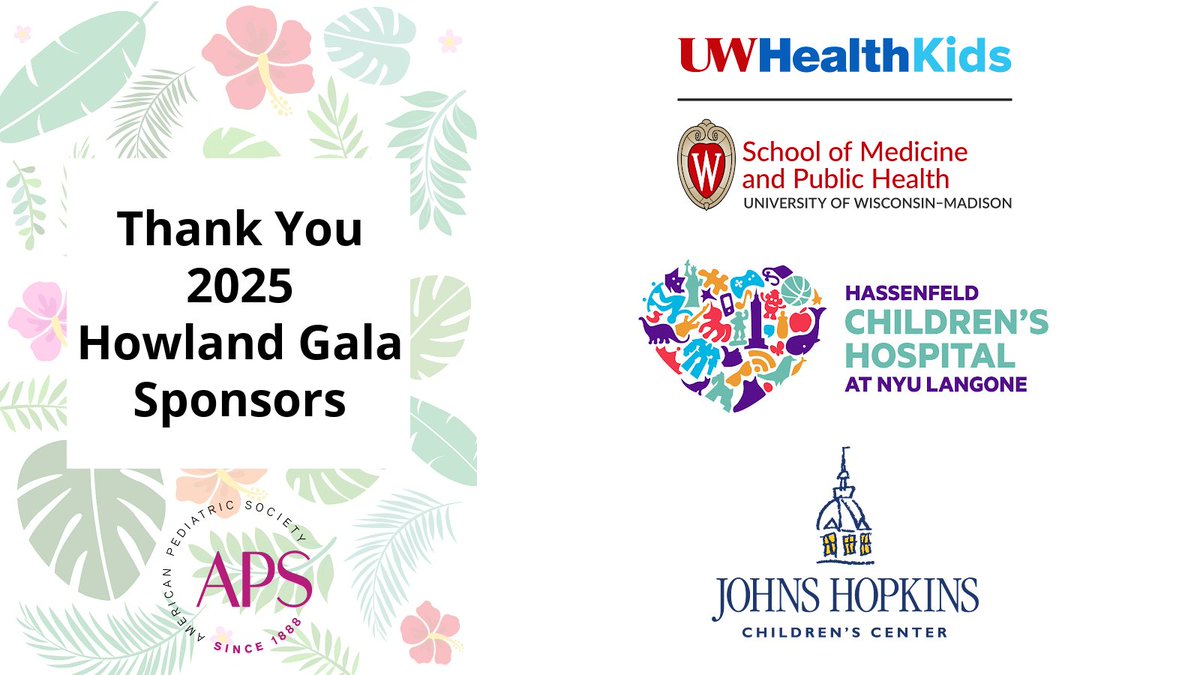 APS (@amerpedsociety) on Twitter photo Thank you to our very generous sponsors for supporting the 2025 Howland Gala. Today, we’re highlighting <a href="/UWHealth/">UW Health</a> / <a href="/uwsmph/">UW School of Medicine and Public Health</a>, <a href="/nyulangone/">NYU Langone Health</a>, and <a href="/HopkinsKids/">Johns Hopkins Children's Center</a>, whose sponsorship helped us celebrate our Howland Awardee, Dr. Bonnie Ramsey. Thank you to our very generous sponsors for supporting the 2025 Howland Gala. Today, we’re highlighting <a href="/UWHealth/">UW Health</a> / <a href="/uwsmph/">UW School of Medicine and Public Health</a>, <a href="/nyulangone/">NYU Langone Health</a>, and <a href="/HopkinsKids/">Johns Hopkins Children's Center</a>, whose sponsorship helped us celebrate our Howland Awardee, Dr. Bonnie Ramsey.