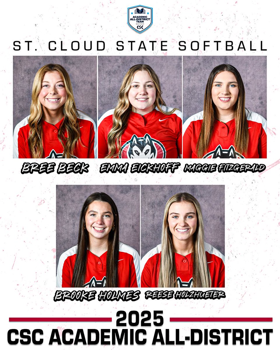 📚 CSC Academic All-District® 📚

<a href="/breebeckk/">Bree Beck</a>, <a href="/EickhoffEmma/">Emma Eickhoff</a>, <a href="/maggiefitz22/">Maggie Fitz</a>, <a href="/brookeholmes23/">Brooke Holmes</a> and <a href="/Reeseholz28/">Reese Holzhueter</a> were named to the <a href="/CollSportsComm/">College Sports Communicators</a> Academic All-District® Softball Team for their success in the classroom and on the diamond 📚🥎

#PackMentality 🐾 | #HuskiesSoftball 🥎