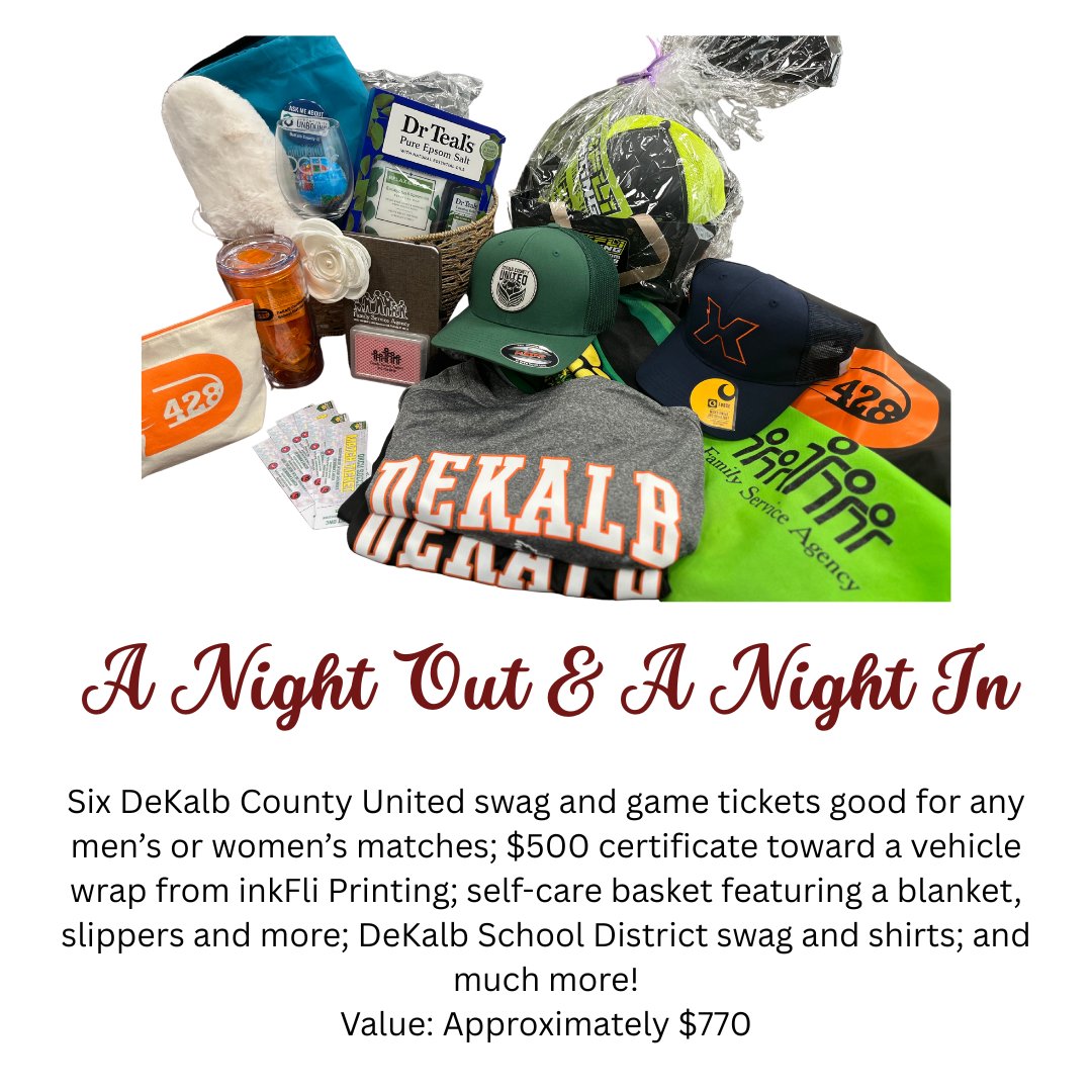 Enter your chance to win a prize basket curated by the DeKalb Chamber Leadership Academy! Baskets feature gift certificates, swag, merchandise, and more from the organizations and businesses that the students represent. Raffle tickets can be purchased at dekalb.org.