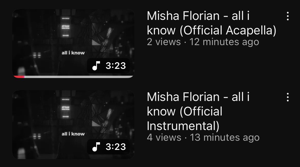 I've uploaded the instrumental and acapella for "all i know" here: misha.lnk.to/extras