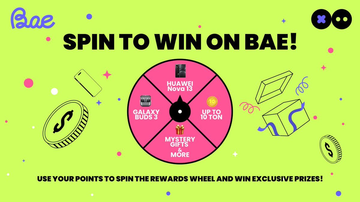 Spin to WIN 100% FREE
Use your points to spin the wheel and win exclusive prizes 👇
Spin Here: b.bae.boo/invite-user/in…
🏆 Prize Highlights:
📱HUAWEI Nova 13
🎧 Galaxy Buds 3
🪙 Up to 10 TON
🎁 Mystery Gifts &amp; more

#Airdrop #TON #bitcoin #Freeairdrop #finalfour2025 #SEVENTEN