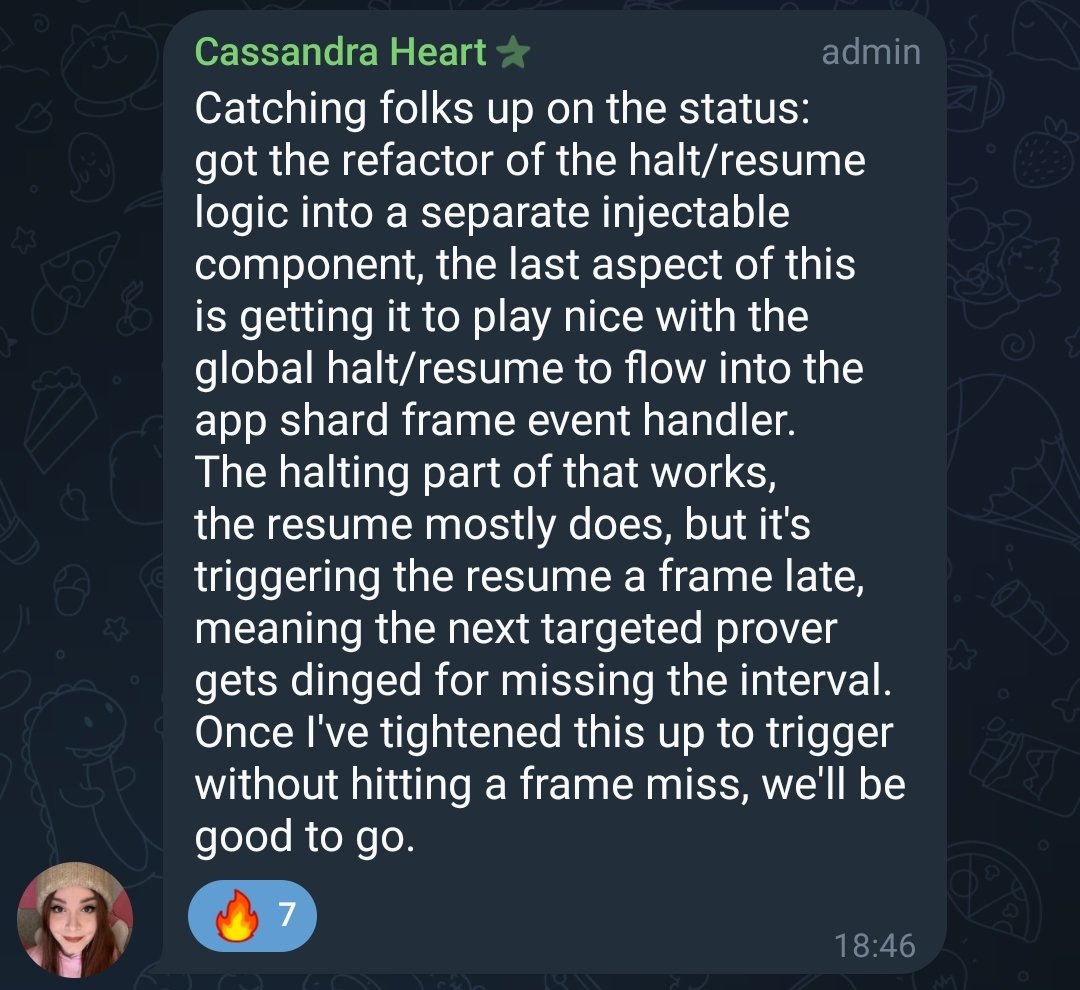 [UPDATE 2.1 – FINAL STAGE]

The ORAM module is gone.  
Consensus was remodeled.  
All tests passed. One last check remains.

Full recap below (3 images).  
$QUIL $wQUIL #Quilibrium #v2_1