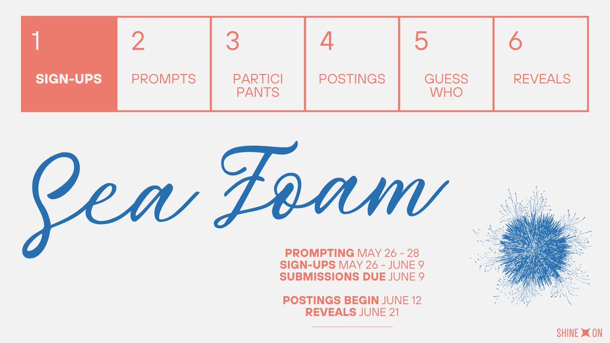 Shine On 🌙 EXO rare pair flash fest
[Round 13 | Sea Foam 🪼🫧]

Sign-ups › tinyurl.com/shineon13

Prompting › tinyurl.com/shineon13p
Prompt archive › tinyurl.com/shineon13r