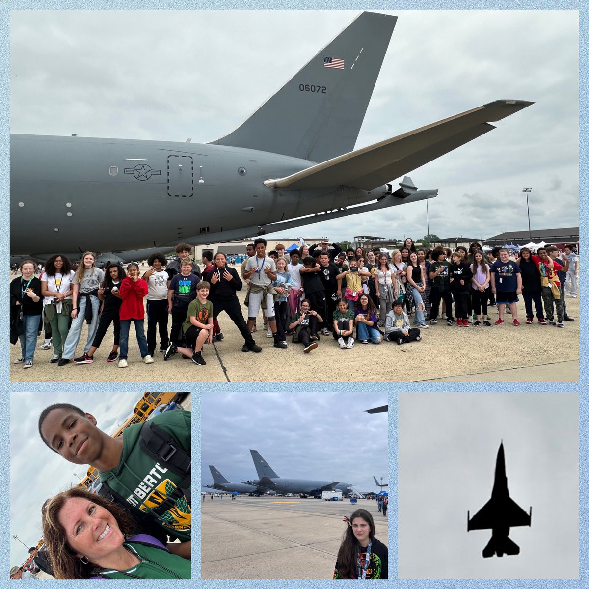Although our trip was cut short due to the weather, we were able to see the Thunderbirds and other exciting events at the JBMDL Air Show Student Day! 🛫