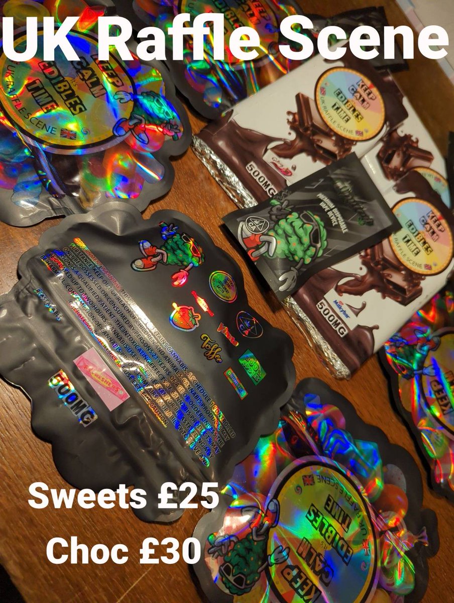 🇬🇧UK Raffle Scene🇬🇧
500mg
Sweets🍬 £25 
Choc 🍫£30

🖊️💨Opulent disposables 🖊️💨