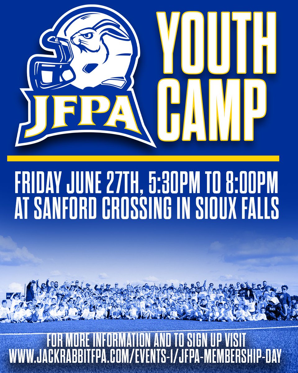 Pop out at the JFPA Youth Camp June 27th! <a href="/GoJacksJFPA/">JFPA</a> 

jackrabbitfpa.com/events-1/jfpa-…