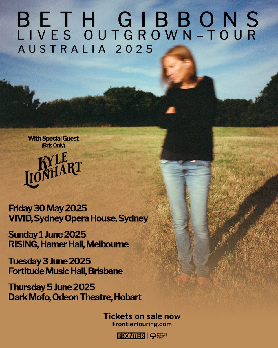Frontier Touring (@frontiertouring) on Twitter photo SUPPORT ANNOUNCED β¨ Local singer-songwriter <a href="/kylelionhart/">Kyle Lionhart</a> is set to join pioneering vocalist <a href="/realbethgibbons/">Beth Gibbons</a> (of Portishead) as support on her headline Brisbane show!
Brisbane, this special show is with you next week! To snap up tickets π frontiertouring.com/bethgibbons SUPPORT ANNOUNCED β¨ Local singer-songwriter <a href="/kylelionhart/">Kyle Lionhart</a> is set to join pioneering vocalist <a href="/realbethgibbons/">Beth Gibbons</a> (of Portishead) as support on her headline Brisbane show!
Brisbane, this special show is with you next week! To snap up tickets π frontiertouring.com/bethgibbons
