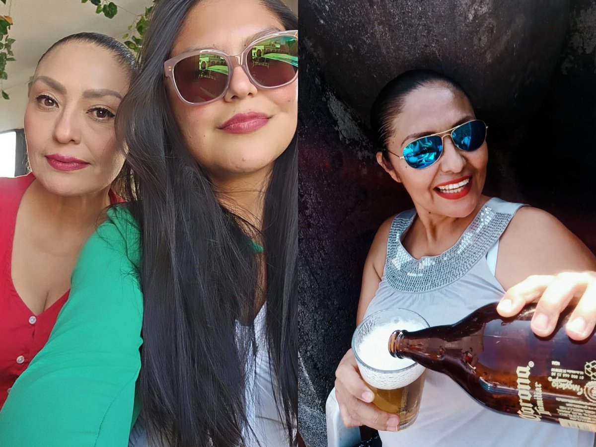 angeeciitha's tweet photo. Mi mamá conmigo/mi mamá con una caguama https://t.co/H1YScfXn8A