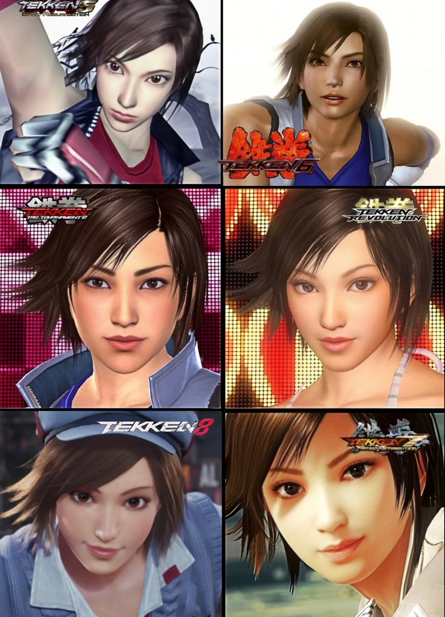 Asuka face model across different Tekken games( 2006 up to 2025)