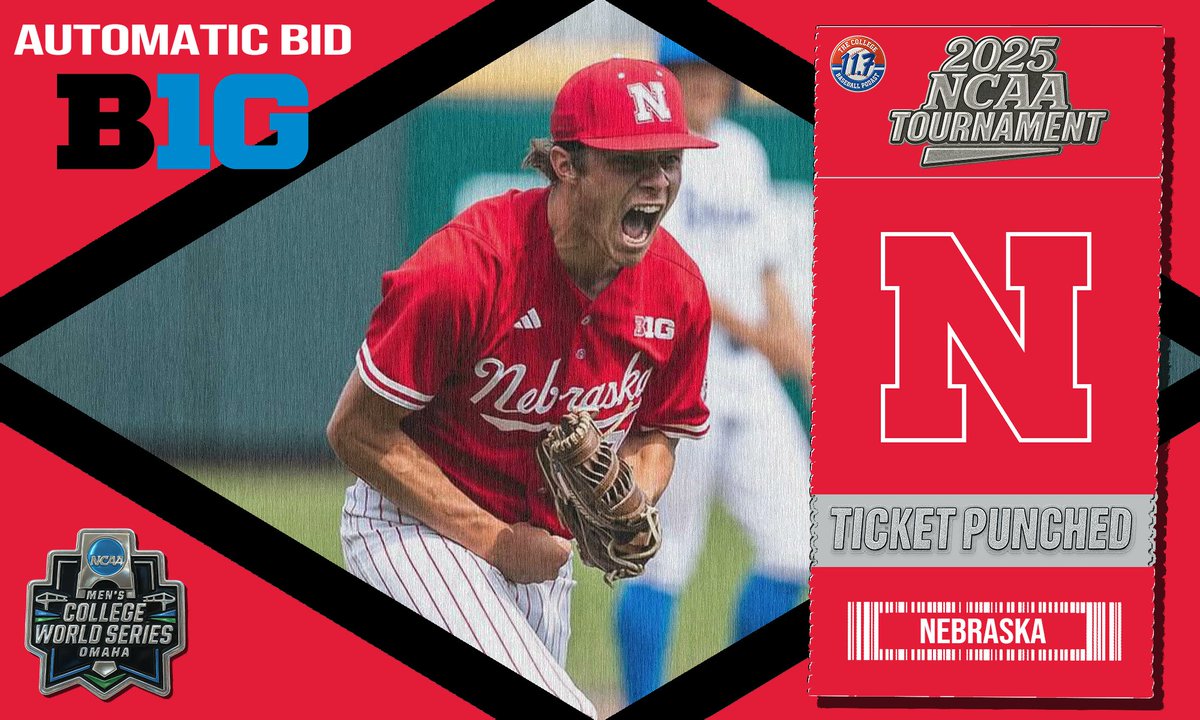 11point7's tweet photo. Nebraska wins the Big Ten tournament title to punch their ticket

Cornhuskers are on the Road to Omaha for the 18th time in program history https://t.co/D95iAsmMEr