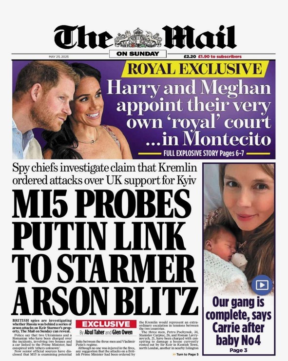 The British Media would like you to believe that Russian intelligence somehow needed two / 3  Ukrainian "Male Models"  to burn the British Prime Minsiters' house and car. 

It's completely plausible and likely. Right?