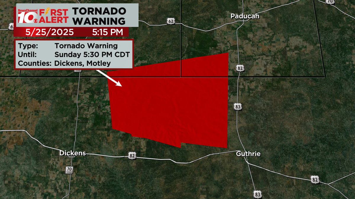 Newschannel10 First Alert: A Tornado Warning has been issued for Cottle, Dickens, King, Motley until 5/25 5:45PM CDT
WATCH LIVE: newschannel10.com/livestream?utm…
@newschannel10