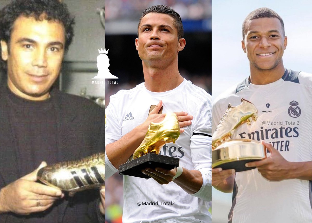 Los únicos 3 jugadores que han ganado la Bota de Oro con el Real Madrid:

🇲🇽 Hugo Sánchez 89/90
🇵🇹 Cristiano Ronaldo 10/11, 13/14, 14/15
🇫🇷 Kylian Mbappé 24/25