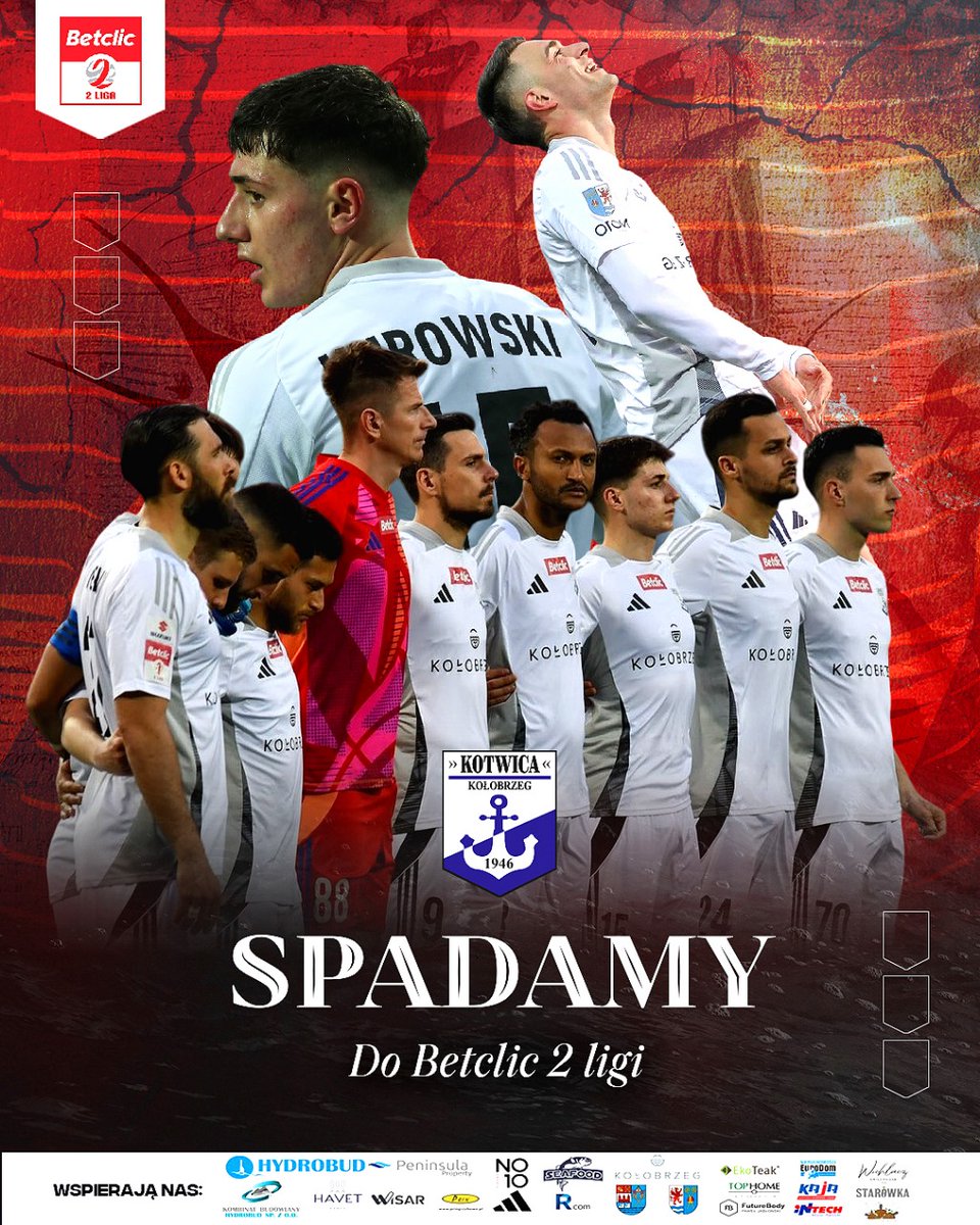 ⚪️🔵Znamy wszystkie dzisiejsze rezultaty. Kotwica Kołobrzeg żegna się z 1 ligą. W nadchodzących rozgrywkach zagramy w 2. lidze.

Dziękujemy za wsparcie przez cały sezon – a zespołowi należą się brawa za walkę do samego końca⚓

#RAZEMSILNIEJSI #BBTKOT