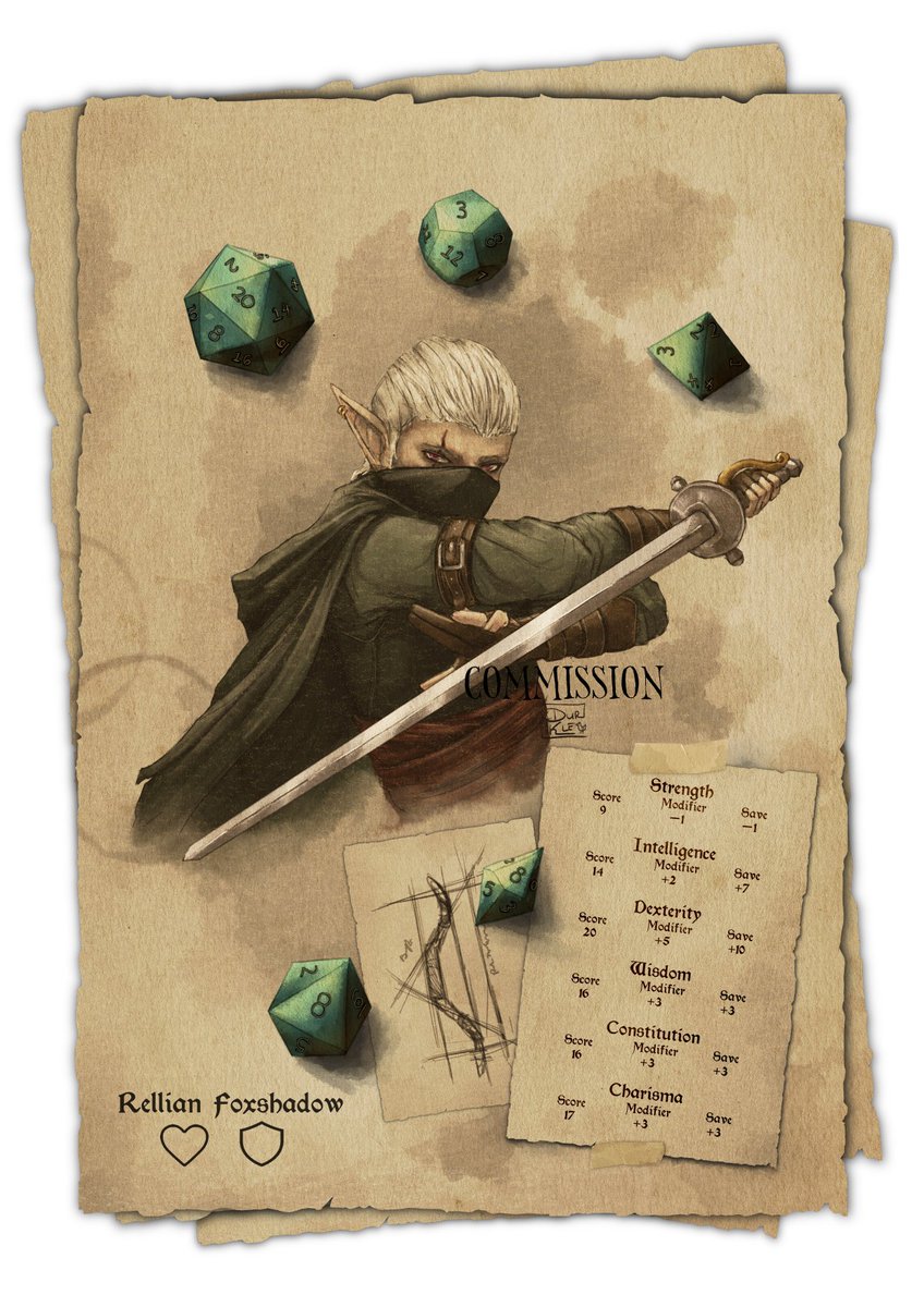 D&amp;D Portrait commission for fellow nerd! Character belongs to @/shano 
thankyou for commissioning me again! 🥰
#DnDcharacter #DnD #characterart #Commission