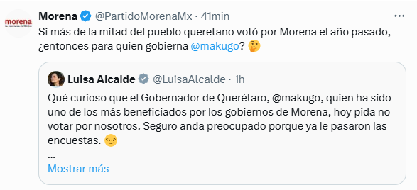 GildoGarzaMx's tweet photo. #México | Dato mata relato, aquí desmiento a @LuisaAlcalde en su ardor por el mensaje de @makugo 

Decir que Mauricio Kuri fue “beneficiado” por Morena es falso. En los hechos:

– Le recortaron 600 millones de participaciones federales en 2024.

– Le deben recursos calendarizados, según el propio CEFP del Congreso.

– La inversión federal en Querétaro cayó 74% desde 2018.

¿Eso es “beneficio”?

Y sobre su “P.D.”:

– En 2021 Morena no ganó un solo distrito federal en Querétaro.

– En 2024, Claudia Sheinbaum ganó con apenas el 51% de los votos en coalición (no Morena sola).

– Querétaro tiene mayoría panista en el Congreso en la representación federal y Senado:

• 3 de 5 diputados federales son del PAN

• 2 senadores son del PAN, ninguno de Morena

¿Y la verdad incómoda?

La elección de Claudia estuvo manchada por el narco:

– Zonas controladas por el crimen organizado reportaron participación atípica.

– Más de 30 candidatos fueron asesinados.

– En estados clave hubo presiones para favorecer a Morena.

Eso no es democracia libre, es miedo y control territorial.

#Querétaro es bastión de resultados, no de propaganda.