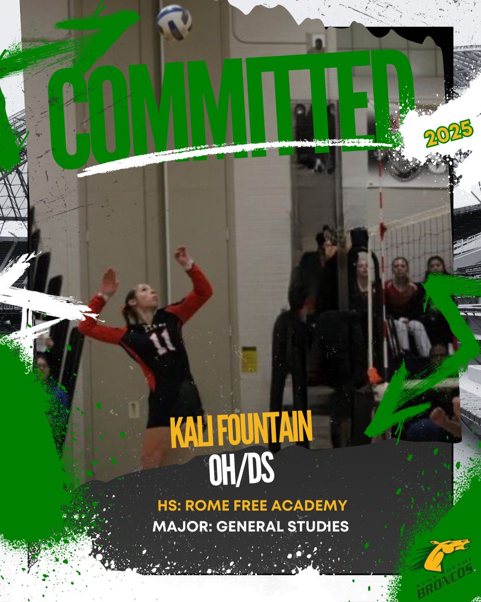 Please welcome Kali Fountain, a freshman from Rome Free Academy, to the SUNY Delhi Volleyball Family! 💚💛🏐

#ItsaGreatDaytobeaBronco #WelcometotheFamily #WeDigDelhi