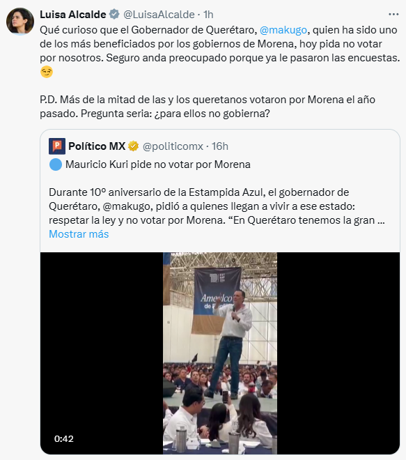 GildoGarzaMx's tweet photo. #México | Dato mata relato, aquí desmiento a @LuisaAlcalde en su ardor por el mensaje de @makugo 

Decir que Mauricio Kuri fue “beneficiado” por Morena es falso. En los hechos:

– Le recortaron 600 millones de participaciones federales en 2024.

– Le deben recursos calendarizados, según el propio CEFP del Congreso.

– La inversión federal en Querétaro cayó 74% desde 2018.

¿Eso es “beneficio”?

Y sobre su “P.D.”:

– En 2021 Morena no ganó un solo distrito federal en Querétaro.

– En 2024, Claudia Sheinbaum ganó con apenas el 51% de los votos en coalición (no Morena sola).

– Querétaro tiene mayoría panista en el Congreso en la representación federal y Senado:

• 3 de 5 diputados federales son del PAN

• 2 senadores son del PAN, ninguno de Morena

¿Y la verdad incómoda?

La elección de Claudia estuvo manchada por el narco:

– Zonas controladas por el crimen organizado reportaron participación atípica.

– Más de 30 candidatos fueron asesinados.

– En estados clave hubo presiones para favorecer a Morena.

Eso no es democracia libre, es miedo y control territorial.

#Querétaro es bastión de resultados, no de propaganda.