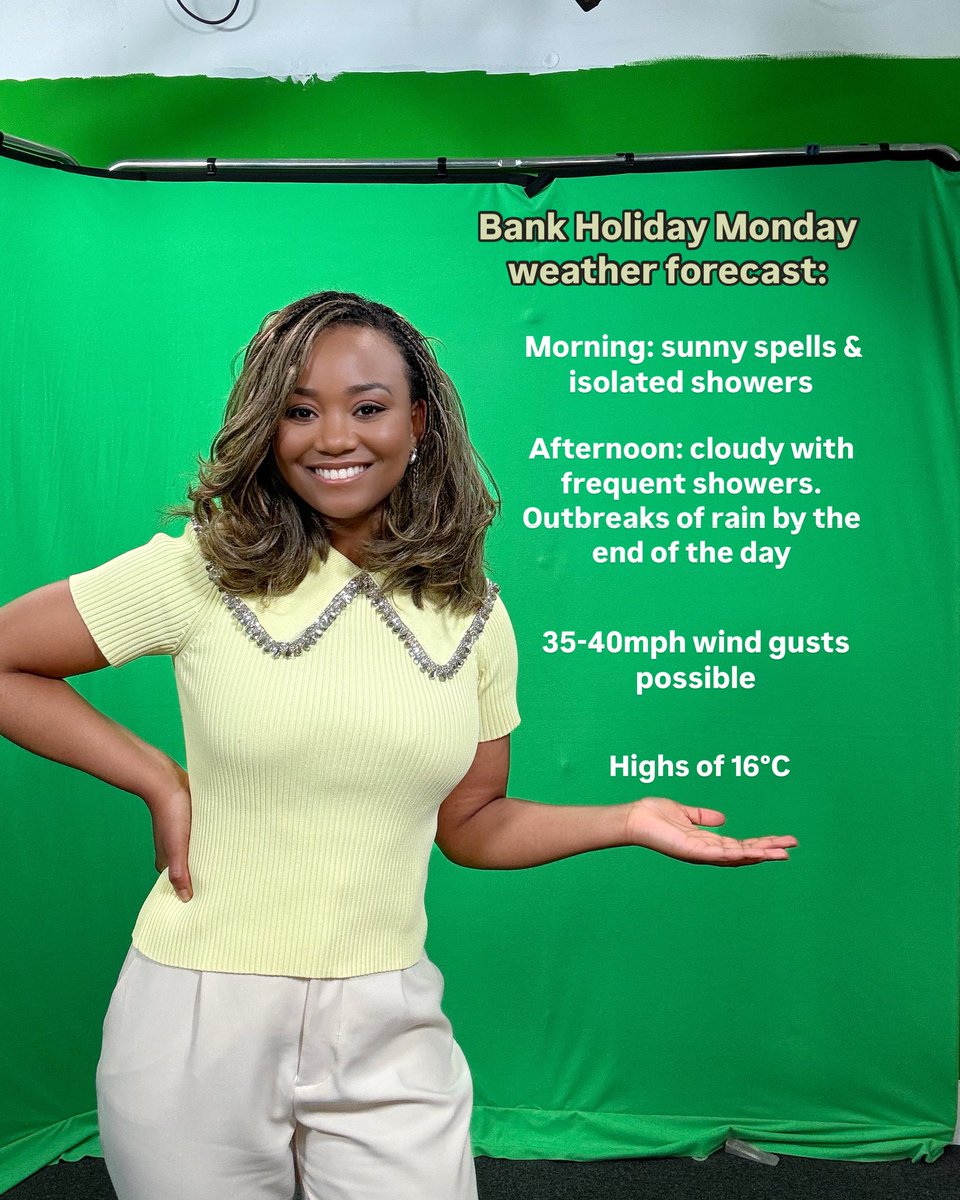 Hello everyone, I hope you’ve had a lovely weekend! 

Here’s your all-important Bank Holiday Monday weather forecast. ☔️🌦️

#bankholidaymonday  #bbcweather #bbcyorkshire #yorkshire #bankholiday