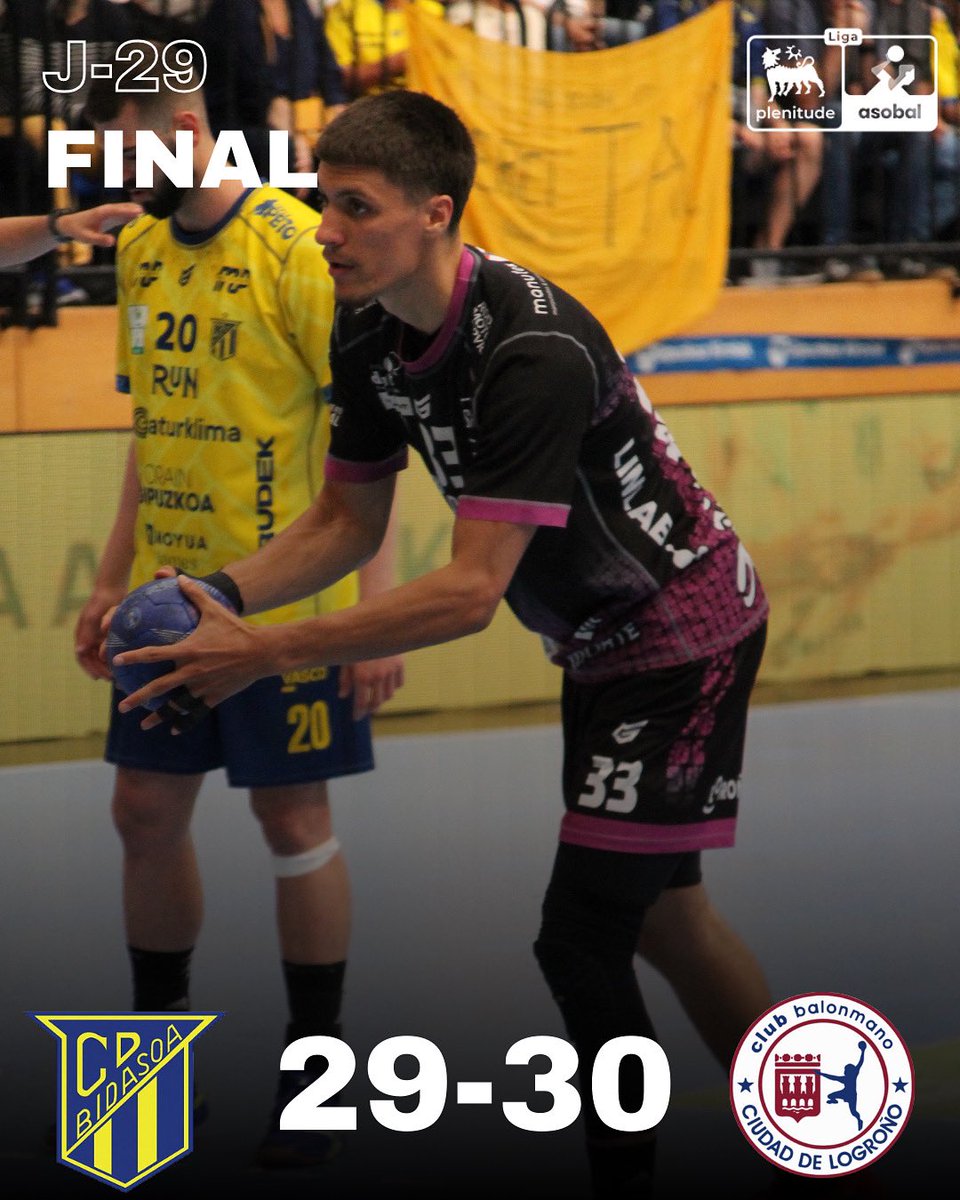 Club Balonmano Logroño La Rioja (@ciudadlogronobm) on Twitter photo 🧨 ¡Final en Irun! 🧨
<a href="/CDBidasoaIrun/">CD Bidasoa Irun</a> 29 - 30 <a href="/ciudadlogronobm/">Club Balonmano Logroño La Rioja</a>
🏁 ¡Victoria épica de Franjivino!
⭐ Andrej Pergel decide el partido con un gol a falta de 5 segundos.
💪 ¡Enorme esfuerzo de todo el equipo! ¡Vamos Logroño! 🧨 ¡Final en Irun! 🧨
<a href="/CDBidasoaIrun/">CD Bidasoa Irun</a> 29 - 30 <a href="/ciudadlogronobm/">Club Balonmano Logroño La Rioja</a>
🏁 ¡Victoria épica de Franjivino!
⭐ Andrej Pergel decide el partido con un gol a falta de 5 segundos.
💪 ¡Enorme esfuerzo de todo el equipo! ¡Vamos Logroño!