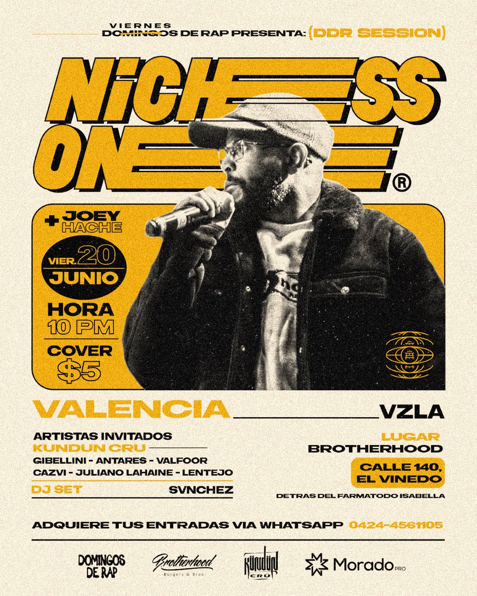 VALENCIA ya es un hecho 🙏 Nos vemos por primera vez el Viernes 6 de JUNIO para una noche de Rap Serio
🫡 Avisale a los tuyos, no la sueñen! 💥
-
Organiza: DDR &amp; Brotherhood 💎
+ Info y Tickets a traves de este link: wa.link/lu7ved 📲

🖼 <a href="/Antareskills/">AN✟ARES</a>