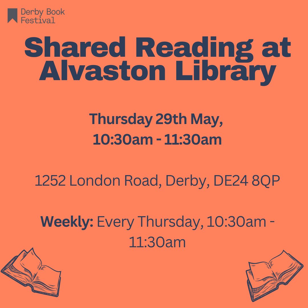 DerbyBookFest's tweet photo. This week we have #SharedReading sessions at Allestree Library, Alvaston Library and @artcoregallery. No need to book, just pop along and see us.

#DerbyBookFestival #derbylibraries #Bookstagram #Bookstagrammer #Community #poetrycommunity #spokenword #readingaloud https://t.co/yMV4RgKZFY
