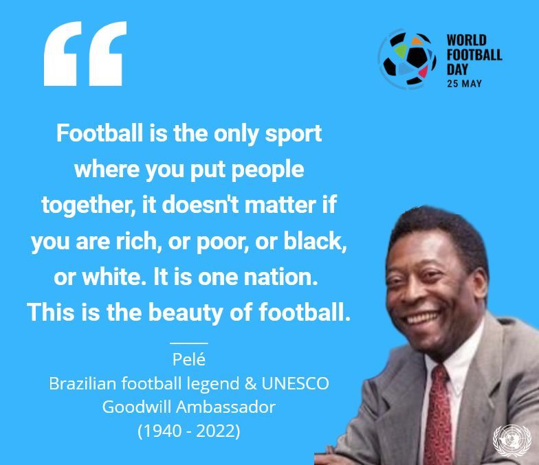 ⚽ Football unites the world. 

Football, as a prominent global sport, holds a unique position in promoting peace globally and plays a key role in achieving the #SDGs.

Learn more about the transformative power of football ➡️ buff.ly/asKXkCP
#Sport4SDGs  #WorldFootballDay