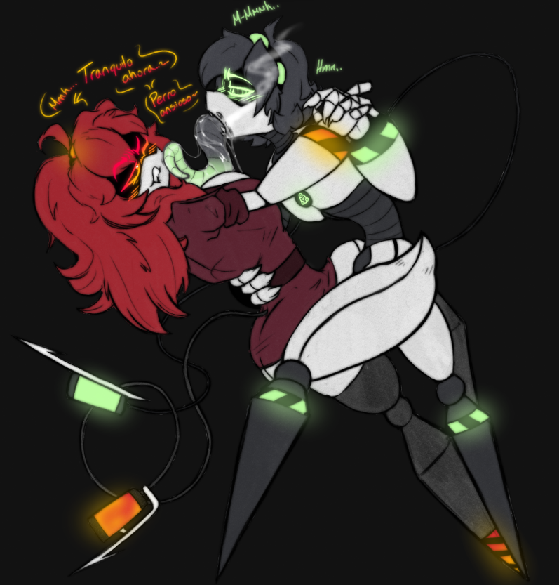 Rhizu_Draws's tweet photo. It's just how Psiu says hi.. or something-
gift for @Wild_Queenie
get licked, dummy
#murderdrones #murderdronesOC #mdtwt #mdart #mdpsiu #mdjinx https://t.co/jdAWQQe8mo