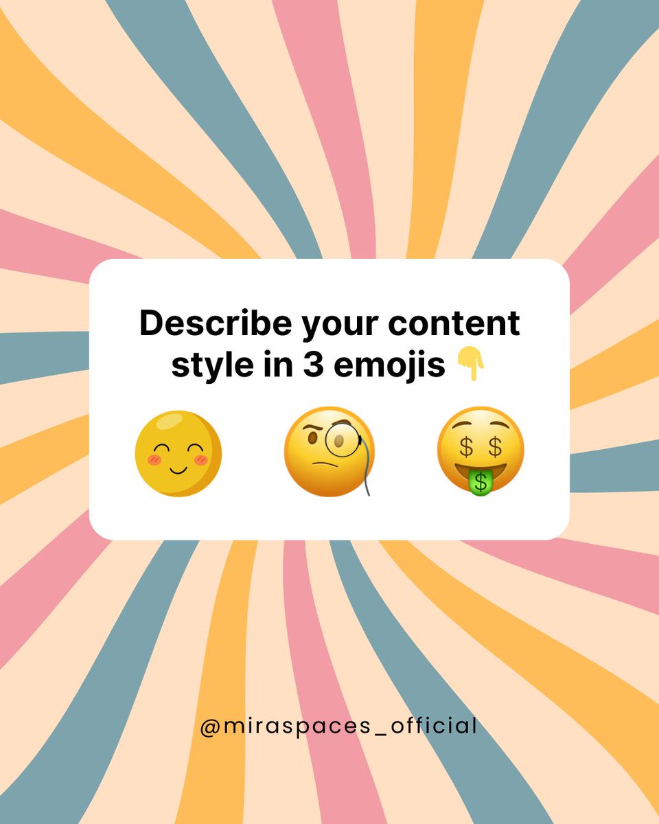 MiraSpaces's tweet photo. 🎨🔥💡
Describe your content style in 3 emojis 👇
Let’s see who’s in this creative crew.
#MiraSpaces #CreatorStyle #ContentVibes https://t.co/1I4pLw7ajx