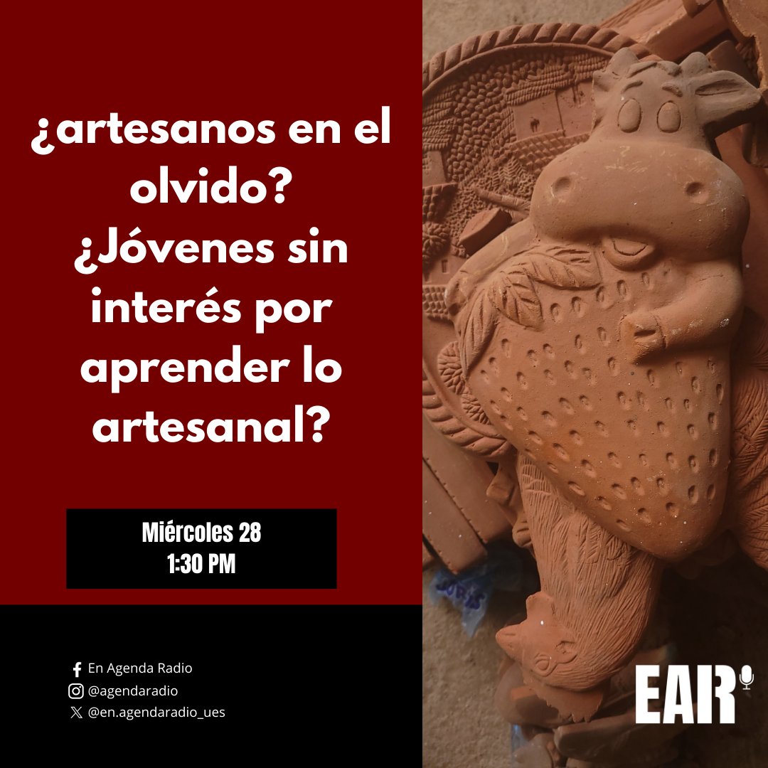agendaradio's tweet photo. En cada rincón de Ilobasco hay historia moldeada con manos.
Sintoniza En Agenda Radio este miércoles 28 de mayo a la 1:30 p.m. Por YSUES. 😎
 ¡TE ESPERAMOS! 

📡 YSUES Radio Universitaria | 660 Khz AM
🔊 Escúchanos en línea: https://t.co/cpWaiYrYAE https://t.co/HI93DpDMtP