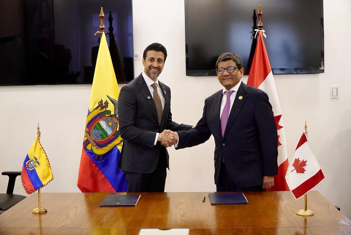 Maninder Sidhu (@msidhuliberal) on Twitter photo Ecuador and Canada are strong trade partners—and we’re taking it to the next level.
Minister <a href="/LuisJaramilloOK/">Luis Alberto Jaramillo</a> and I just signed a Joint Declaration marking the completion of Canada–Ecuador FTA negotiations.
This deal means more opportunities in:
🏗 Infrastructure
🌾 Agri-food Ecuador and Canada are strong trade partners—and we’re taking it to the next level.
Minister <a href="/LuisJaramilloOK/">Luis Alberto Jaramillo</a> and I just signed a Joint Declaration marking the completion of Canada–Ecuador FTA negotiations.
This deal means more opportunities in:
🏗 Infrastructure
🌾 Agri-food