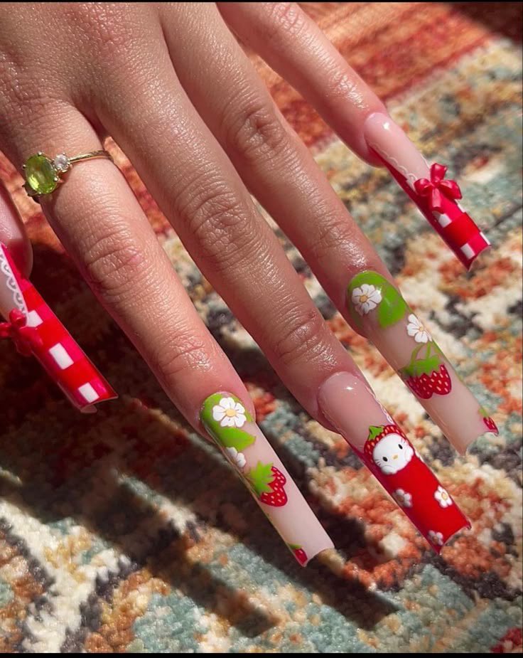 PrettyJazkay's tweet photo. Strawberry nails for summer 2025 🔥🔥🔥these are cuteee 😍 https://t.co/ASHn75wMiD