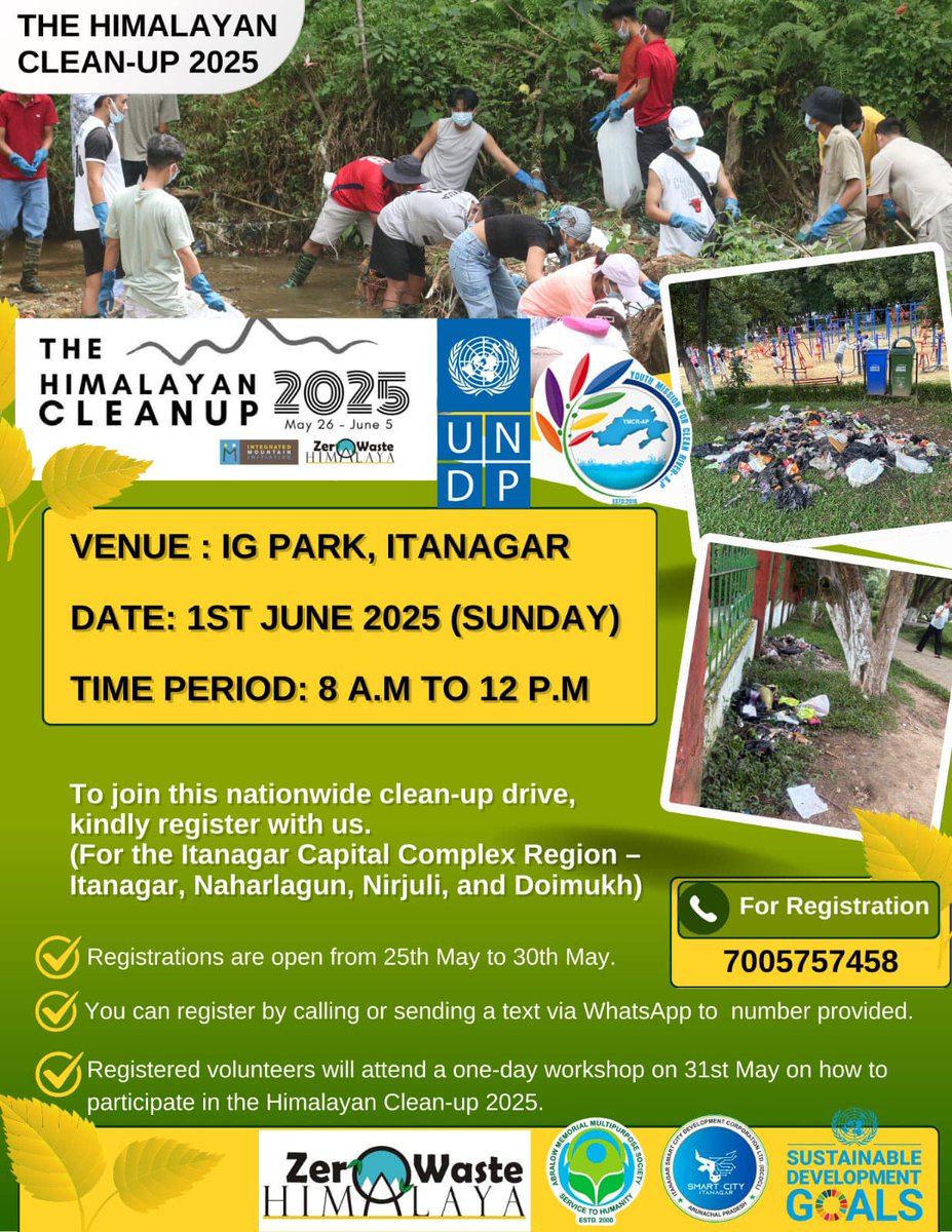 Be a part of The Himalayan Clean-up 2025 in Itanagar on June 1st at I.G Park.  

Join us to clean our mountains, conduct brand audits, and advocate for a zero-waste Himalaya. 

Volunteer, sort waste, and demand corporate accountability!