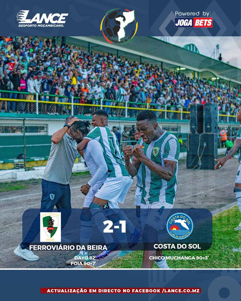lance_mz's tweet photo. #moçambola 2025 - 2ª Jornada 

HOUVE SURPRESAS NO PROSSEGUIMENTO DA JORNADA COM BAÍA A DERROTAR O CAMPEÃO BLACK BULLS

RESULTADOS

BAÍA DE PEMBA 2-1 BLACK BULLS

FERROVIÁRIO DA BEIRA 2-1 COSTA DO SOL 

FERROVIÁRIO DE MAPUTO 0-0 AD VILANKULO

#lancemz
#lancemz6anos
#jogabets https://t.co/U1felTM3Yv
