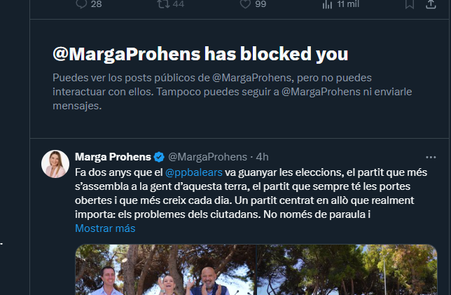 SalomBlog's tweet image. Hoy he descubierto que la presidenta Marga Prohens me ha bloqueado en X. Supongo que no ha sido ella directamente, sino alguien de su equipo de redes, pero eso lo hace aún más grave. Porque refleja perfectamente el tipo de Govern que ha construido: uno que silencia, que excluye,…