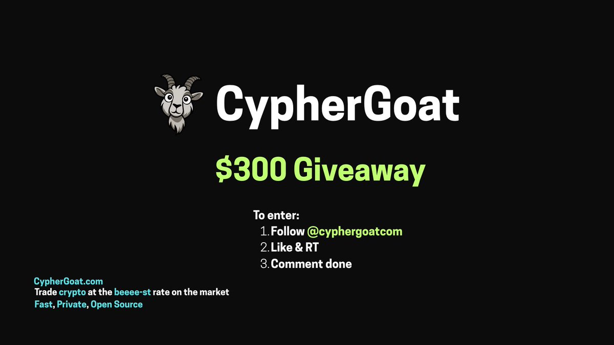 CypherGoat (@cyphergoatcom) on Twitter photo 🚨 GIVEAWAY TIME
We're giving away $300 in #XMR (or any crypto supported on CypherGoat), to 1 lucky winner.
To enter:
1. Follow <a href="/cyphergoatcom/">CypherGoat</a>
2. Like & RT
3. Comment done
Ends 1st of June
#Monero #Giveaway #crypto 🚨 GIVEAWAY TIME
We're giving away $300 in #XMR (or any crypto supported on CypherGoat), to 1 lucky winner.
To enter:
1. Follow <a href="/cyphergoatcom/">CypherGoat</a>
2. Like & RT
3. Comment done
Ends 1st of June
#Monero #Giveaway #crypto