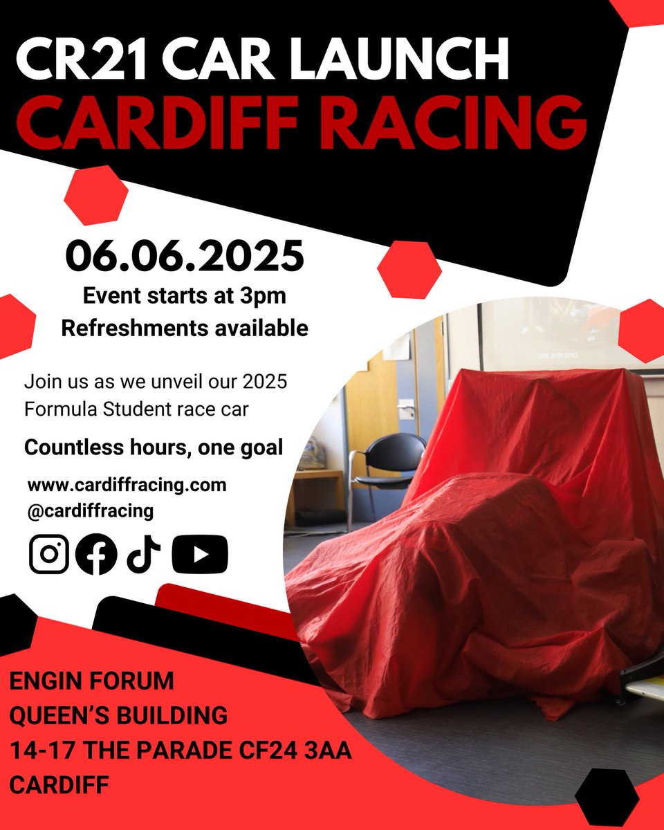 Save the date, spread the news and invite your friends and family. 

After a long year of hard work and countless hours all building towards one goal, Cardiff Racing are excited to announce our launch date for our 2025 car - CR21.