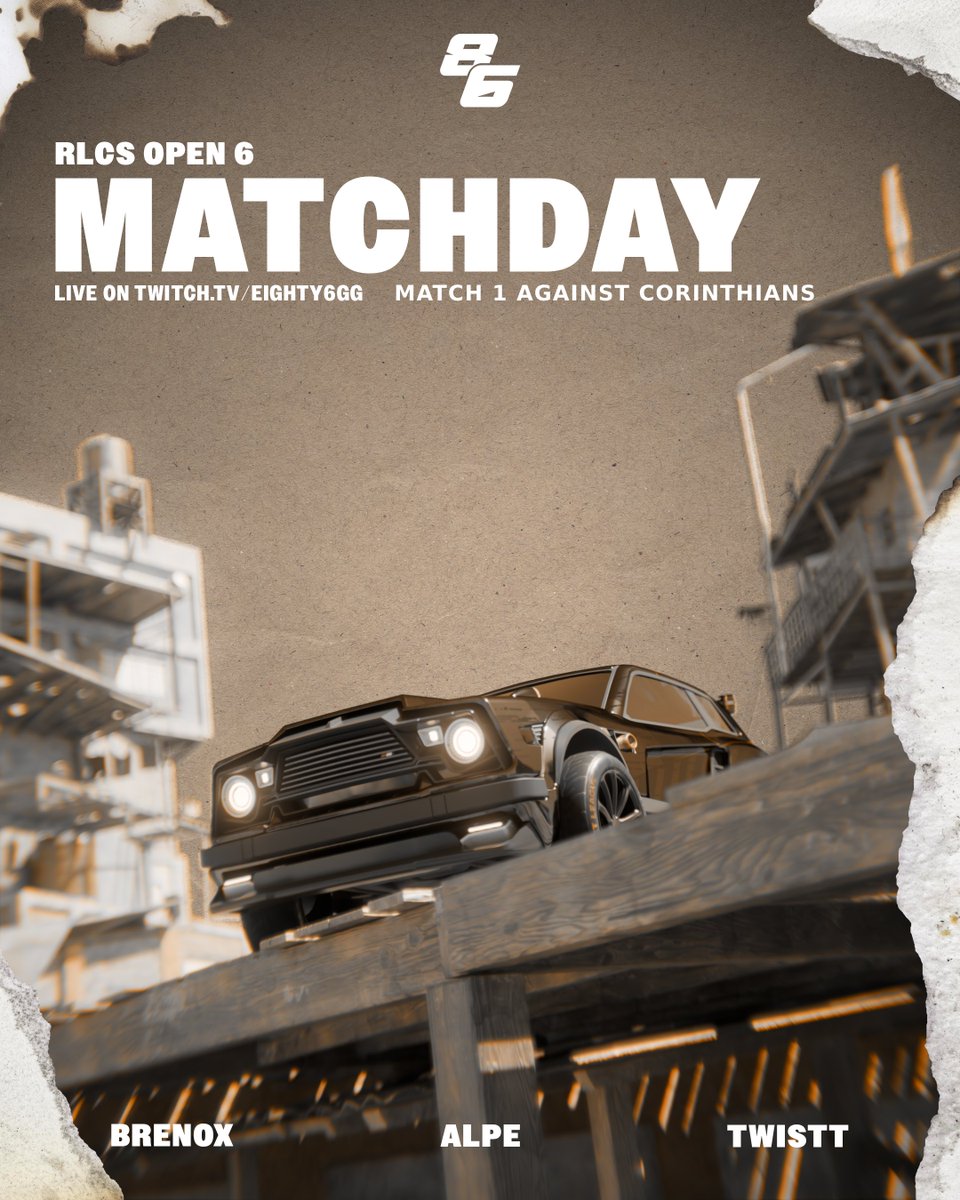 Eighty6 Esports (@eighty6gg) on Twitter photo 🧀 SWISS STAGE 🧀
RLCS SAM Open 6 Qualifiers
🚗 <a href="/twistt_rl/">86 | twistt</a>
🚗 <a href="/alpezin/">ALPE</a>
🚗 <a href="/BrenoxX_/">Brenøx</a>
🎙️ <a href="/Daromas_UK/">Daromas_UK</a> / <a href="/RhinoCasts11/">RhinoCasts</a> (later today)
🎬 <a href="/HazzaProd/">✰ hazza. ツ✰</a>
We play <a href="/sccp_esports/">Corinthians Esports</a> for our first game, Live on our Twitch @ 8pm BST (4pm BRT)
twitch.tv/eighty6gg 🧀 SWISS STAGE 🧀
RLCS SAM Open 6 Qualifiers
🚗 <a href="/twistt_rl/">86 | twistt</a>
🚗 <a href="/alpezin/">ALPE</a>
🚗 <a href="/BrenoxX_/">Brenøx</a>
🎙️ <a href="/Daromas_UK/">Daromas_UK</a> / <a href="/RhinoCasts11/">RhinoCasts</a> (later today)
🎬 <a href="/HazzaProd/">✰ hazza. ツ✰</a>
We play <a href="/sccp_esports/">Corinthians Esports</a> for our first game, Live on our Twitch @ 8pm BST (4pm BRT)
twitch.tv/eighty6gg