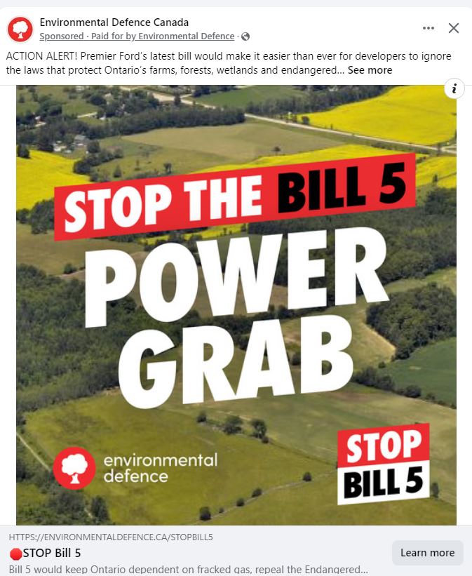 I just made a financial donation to <a href="/envirodefence/">EnvironmentalDefence</a> to help stop the Bill 5 power grab by the #DougFord government. Please join me! At stake: #farms #forests #wetlands #wildlife #greenbelt #Indigenous #democracy #rights
act.environmentaldefence.ca/page/167273/do…