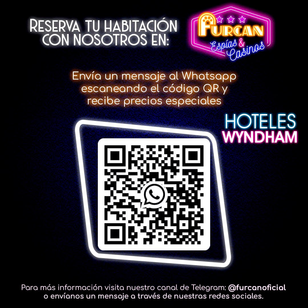 ¡Reserva en Wyndham Hotels con nosotros usando este QR con Código de descuento y mejora tu experiencia en la convención! 
7️⃣😎7️⃣
💼 Furcan Espías Y Casinos 💼
Ciudad de Puebla. Del 18 al 20 de Julio 2025