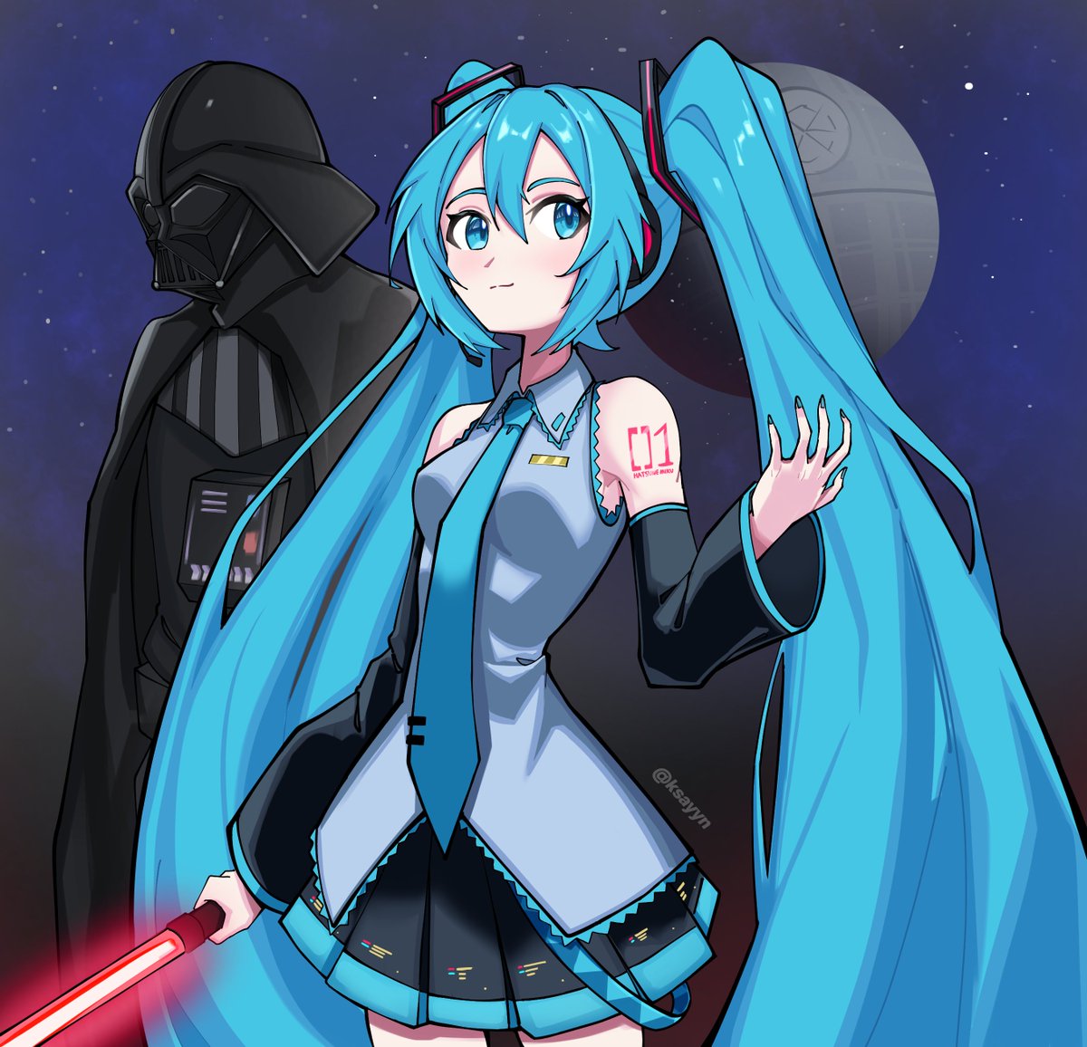 ksayyn's tweet image. Miku and darth vader